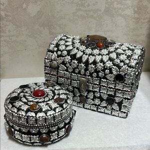 Sterling Silver and Black Decorative Jewelry Boxes